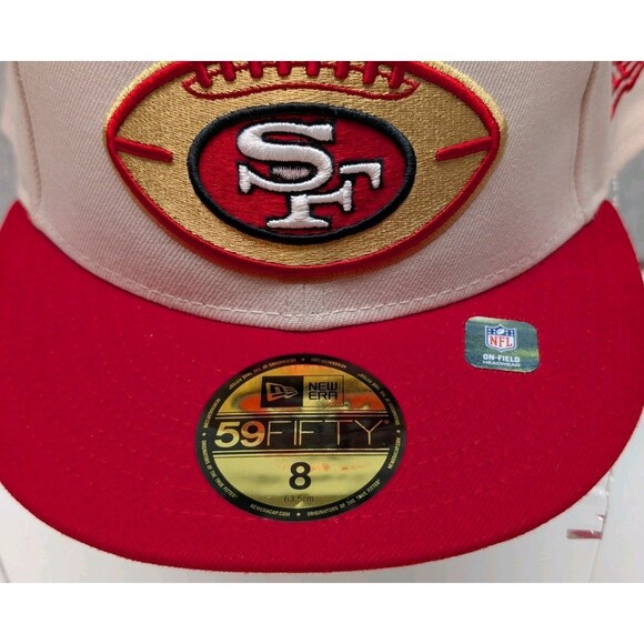SanFrancisco 49ers New Era Historic Helmet 🔥 59Fifty Stone Scarlet Sz 8 - Picture 2 of 5